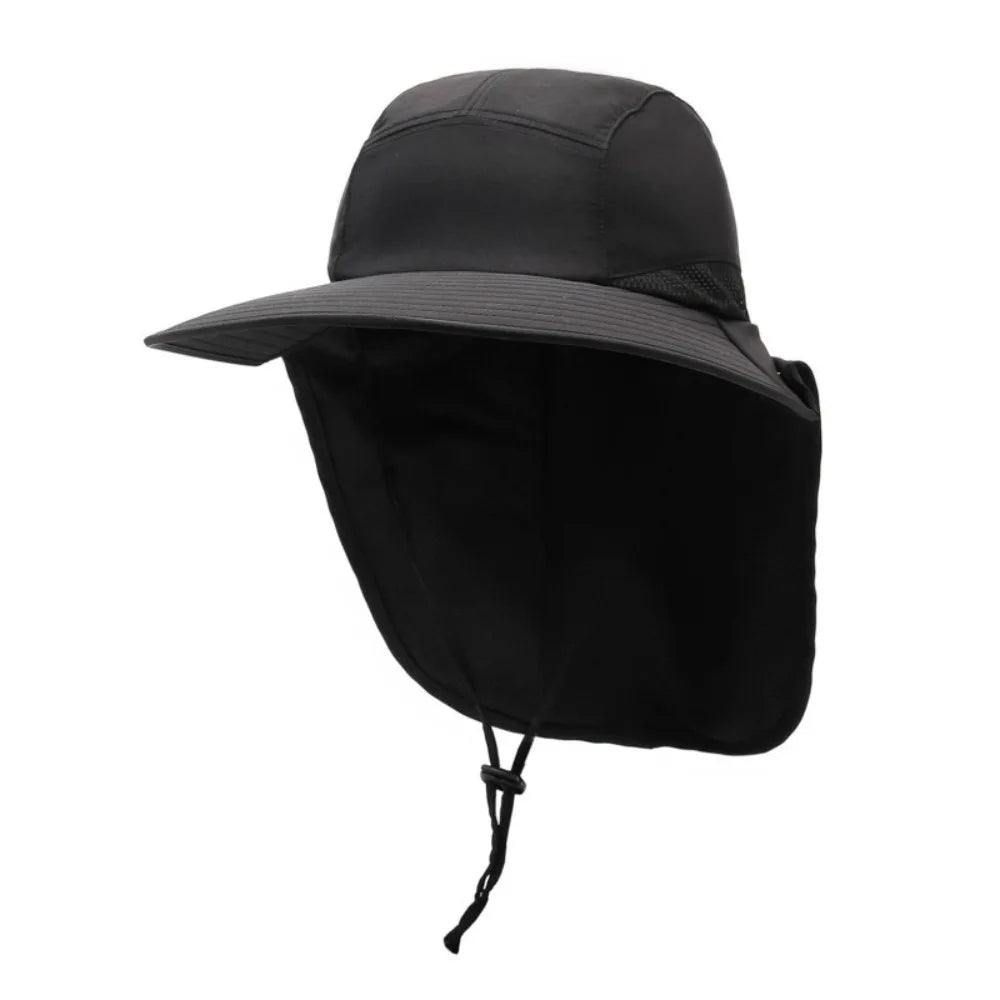 Fashion Wide Brim Outdoor Sun Hat Adjustable UV Protection Fisherman Cap with Neck Flap Quick-drying Bucket Cap Women