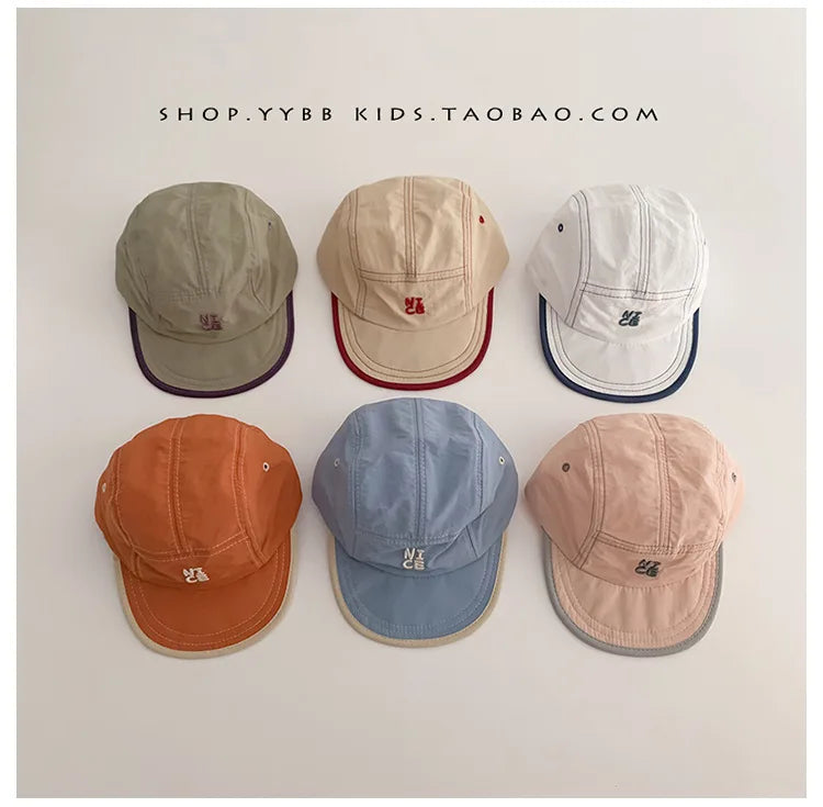 Summer Quick Dry Hat for Baby Letter Embroidery Baseball Cap Kids Boy Girl Adjustable Sunscreen Thin Sport Hats