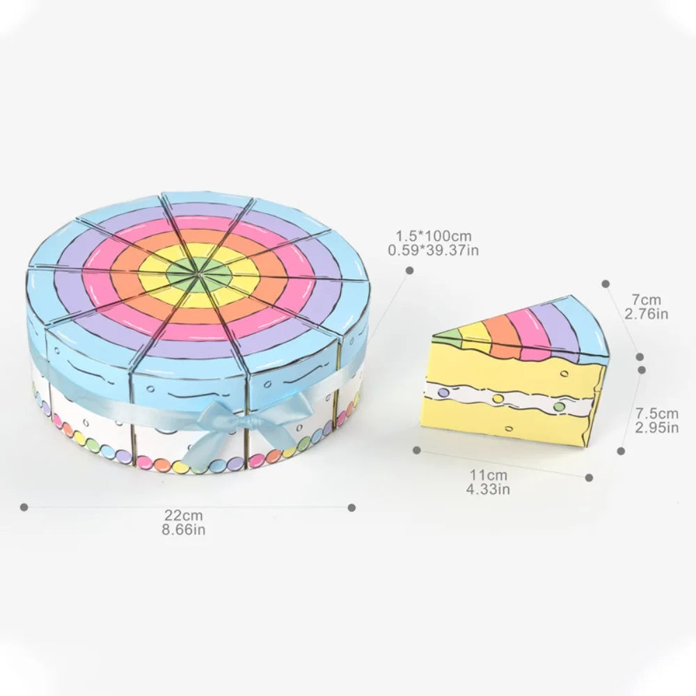 10PCS Eco-friendly Paper Triangular Cake Shaped Gift Box DIY Combination Party Gift Packing Box Cartoon Candy Box Dessert