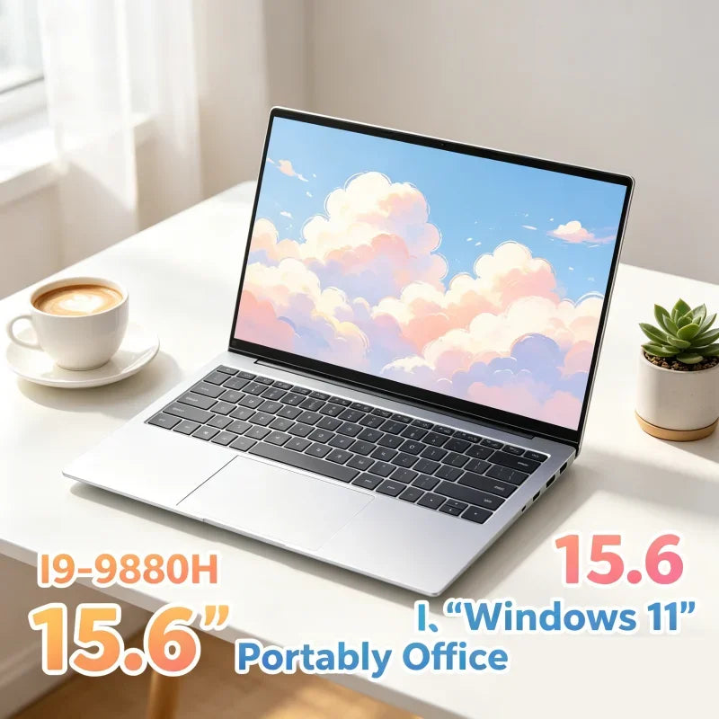 Windows 11 New 15.6 Inch Ultra Slim Laptop Intel Core I9-9880H 32GB RAM 2TB SSD 1920*1080 Gaming Office Study Home Use