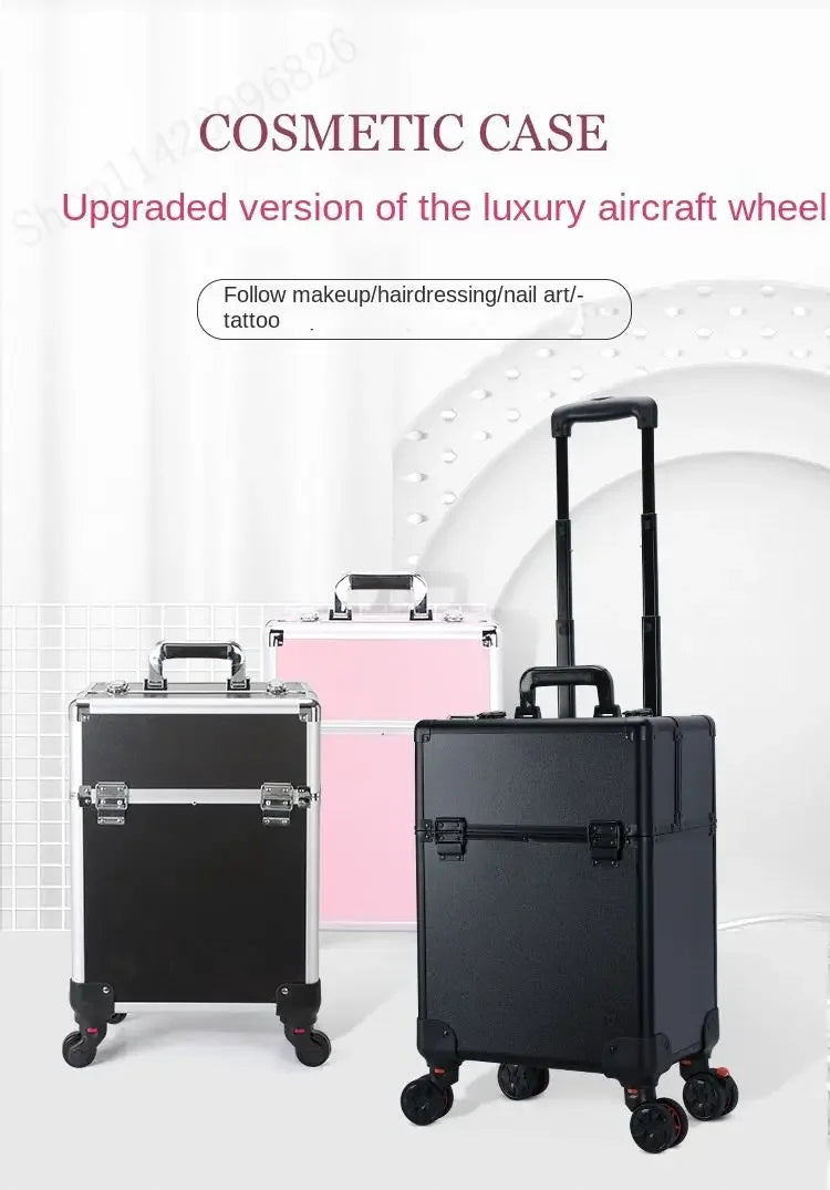 Large-capacity Professional Make-up Case Trolley Luggage Make-up Artist's Manicure and Permanent Make-up Kit Storage Toolbox