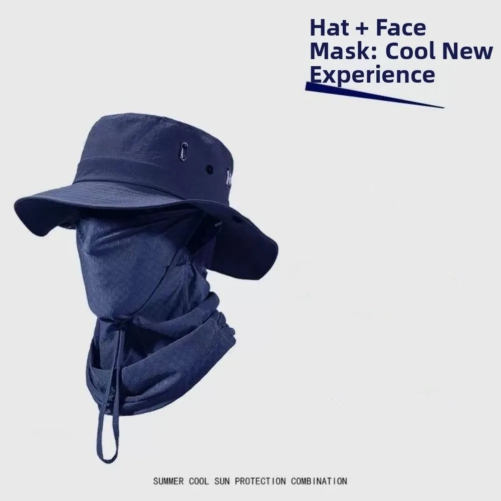 Unisex Design Quick Dry Men Sun Hat Breathable Foldable Full Face Mask Soft Material with Mask Fisherman Hat Hiking
