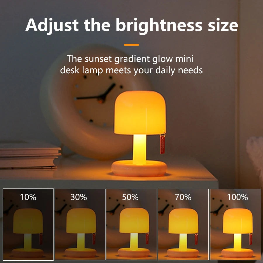 Sunset Lamp Mini Touch Night Light USB C Rechargeable Dimmable Warm Desk Lamp Portable Ambience Mood Light for Bedroom