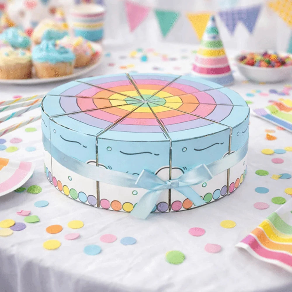 10PCS Eco-friendly Paper Triangular Cake Shaped Gift Box DIY Combination Party Gift Packing Box Cartoon Candy Box Dessert