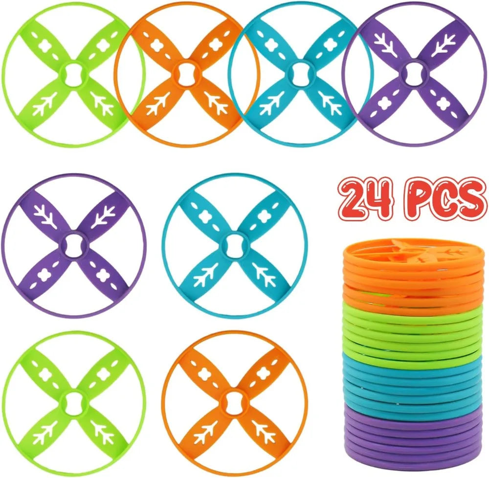 24 Pack Flying Discs Supplement Set - Compatible with Most Handheld & Foot-Powered Toys, 4 Vibrant Colors