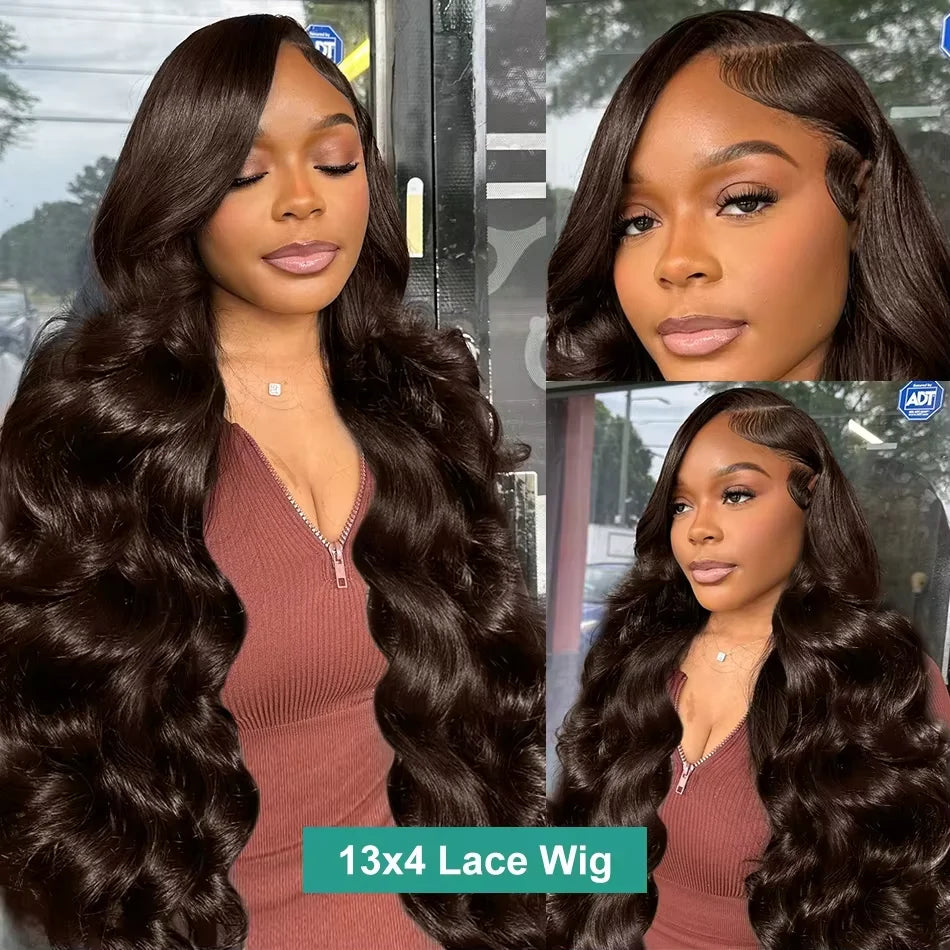 Chocolate Brown 13X6 Straight Human Hair Wigs 13X4 Hd Lace Frontal Wig 220 Density Colored Pre Plucked Brazilian Lace Front Wig