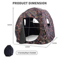 3 Person Pop Up Hunting Tent, PU Oxford Fabric, Steel Frame, 270 Degree View Window, Concealed Outdoor Observation, Carry Bag, Camouflage, 152x152x163 Cm