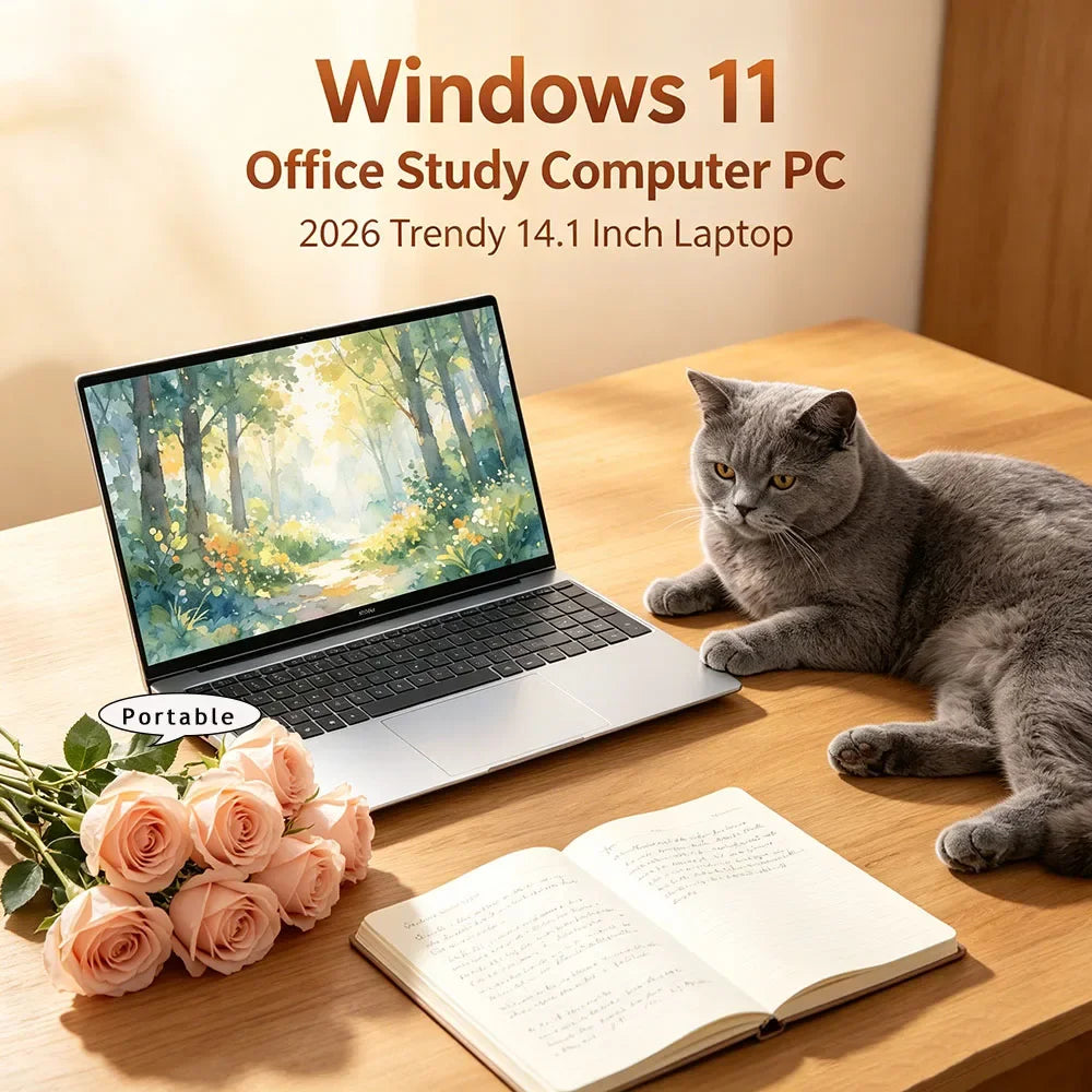 Exquisite 14.1" Ultra-clear Laptop N95 120Hz FHD IPS Display 7500mAh 32GB/2TB SSD Backlit Keyboard Fingerprint Unlock