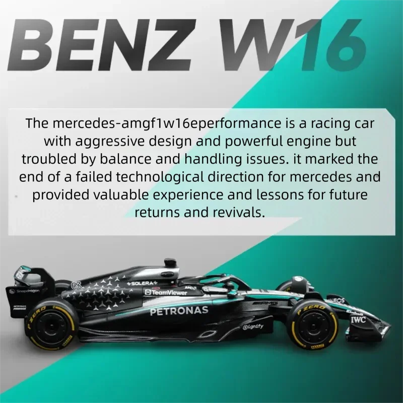 Bburago 1:43 Scale Mercedes-AMG F1 W15 W16 Formula 1 Racing Car Diecast Alloy Model Simulation Vehicle Collectible Gift for Kids