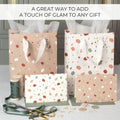 Set of 4 Medium Reusable Gift Bags with Handles Includes Matching Tissue Paper Cards Stickers for Birthday Wedding Mothers Day Presents Party Occasions