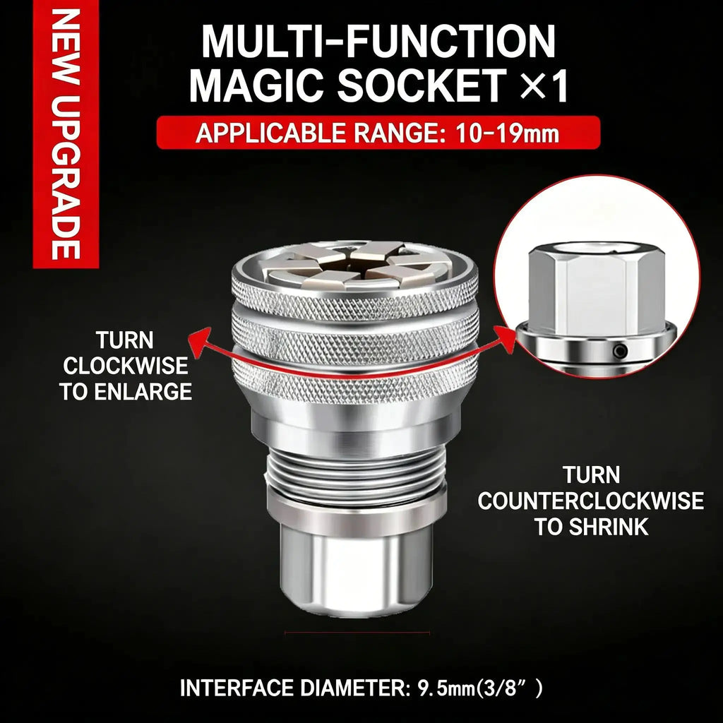 Multi-Function Universal Socket Wrench Adjustable Hand Tool for 3/8 Inch Drive Ratchet Torque Wrench Power Drill Adapter Universal Maintenance Repair Hardware Tool Practical DIY Gadget Men Fathers Day Gift