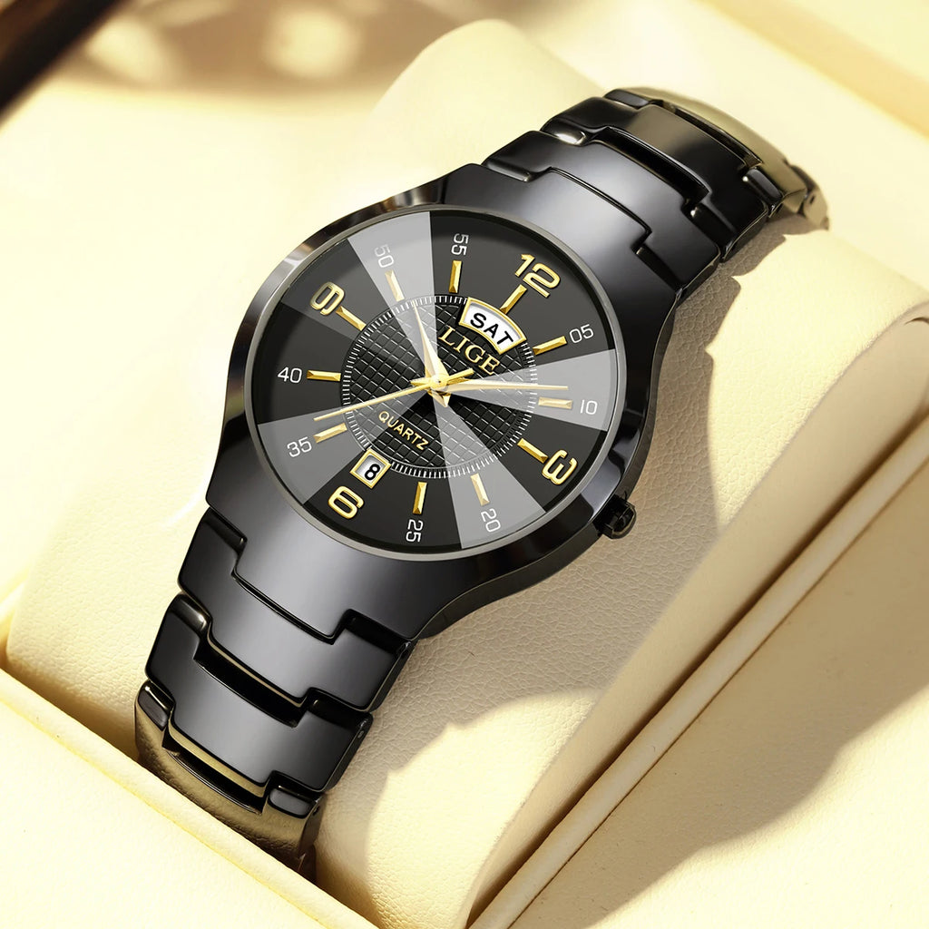 LIGE Fashion Elegant Women's Wristwatch Luxury Ceramics Strap Auto Date Week Waterproof Small Dial Quartz Watches for Woman Gift