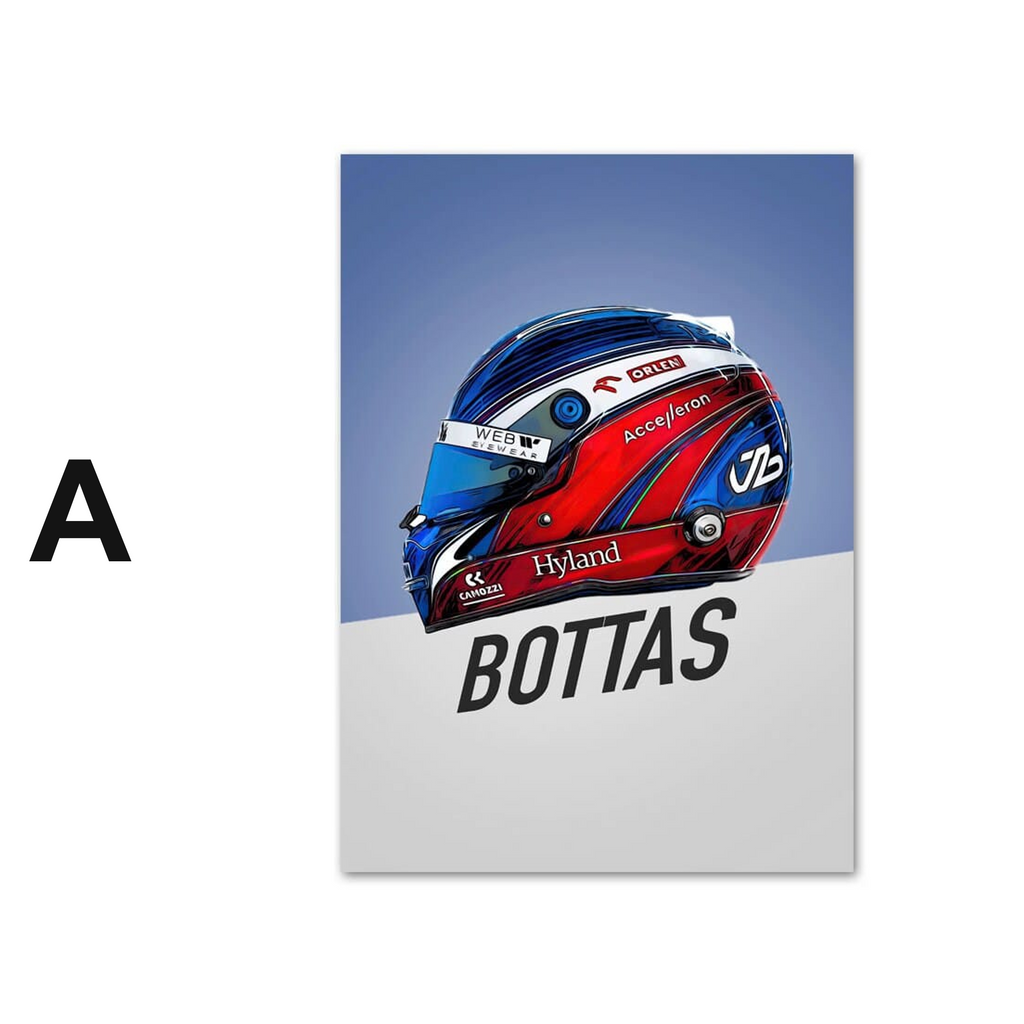 Poster Formel 1 Rennwagen Helm Rennfahrername · Deko Print ohne Rahmen
