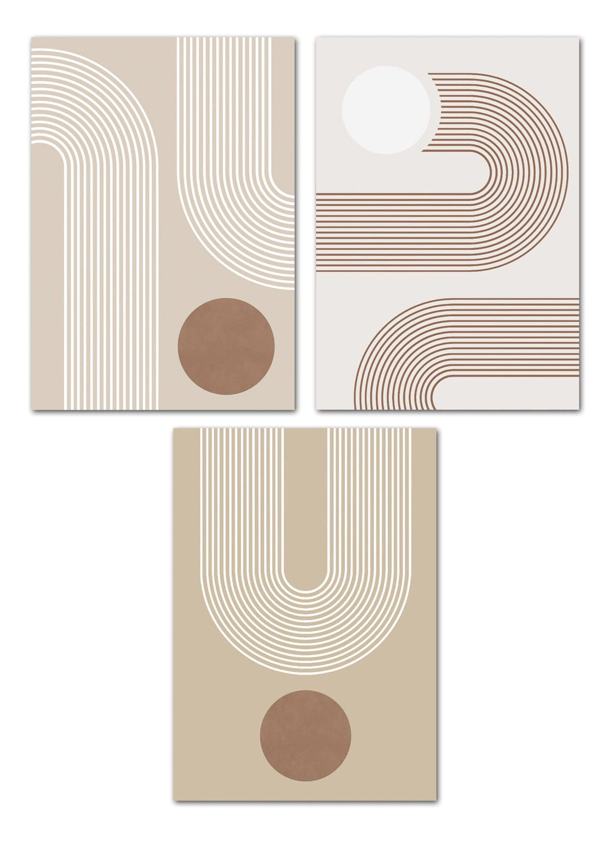 Poster Boho Abtrakt Bogen Linien Beige Braun  | Bilder Wohnzimmer | Wandbilder Schlafzimmer | Deko Print ohne Rahmen | Bilder  Kunstdruck