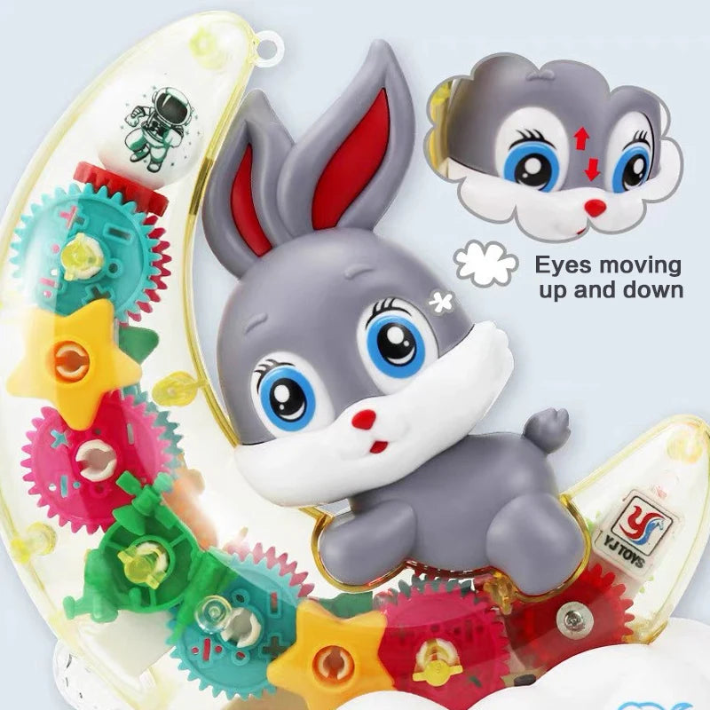 Moon Rabbit Electric Toy Scooter with Transparent Gear Sound & Light - Fun Baby Gift Holiday Rotation Gear Transparent