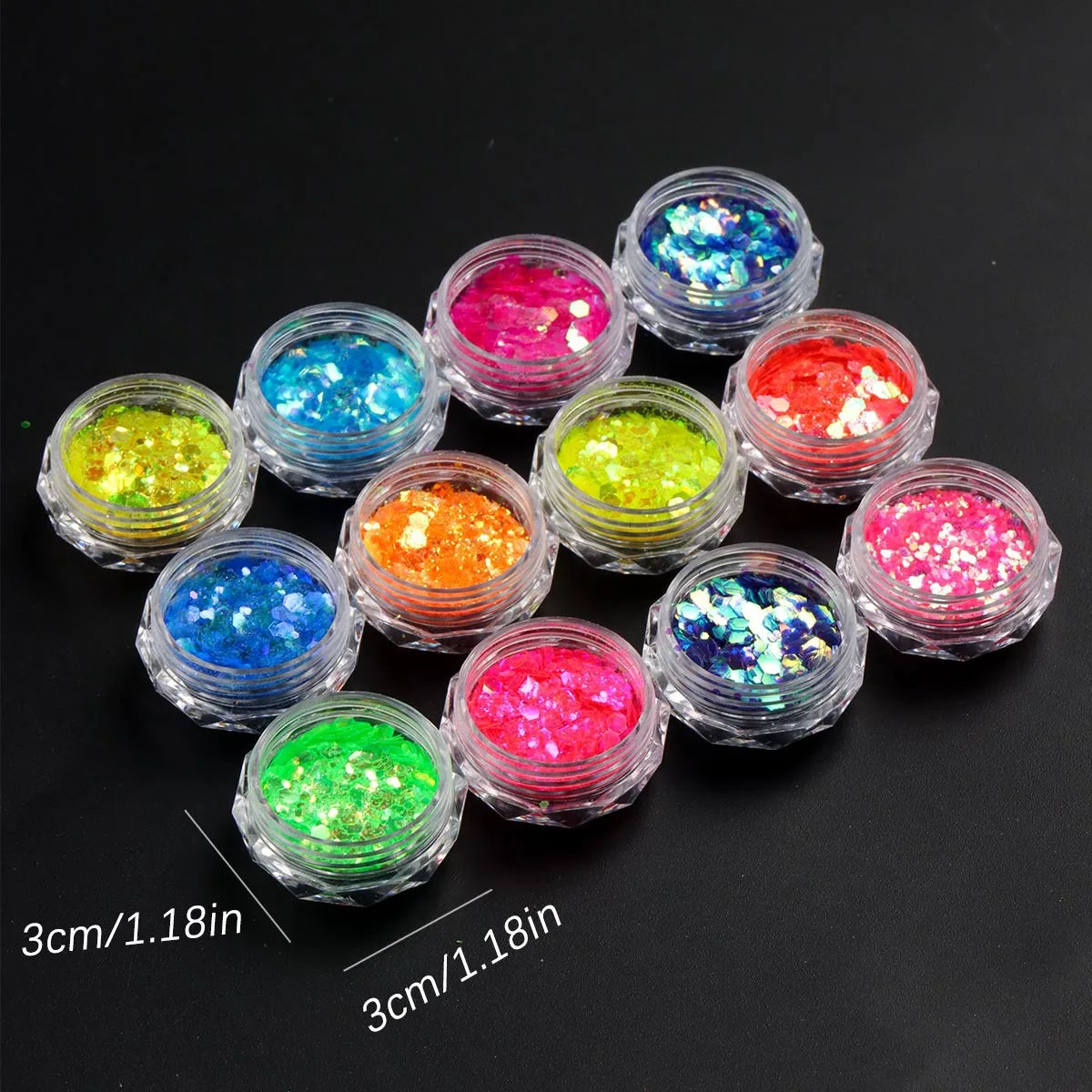 12 Grids Fluorescent Glitter Nail Art Sequins Sparkly Irregular Nail Flakes Powder Nail Art Mermaid Makeup Manicure Decorations