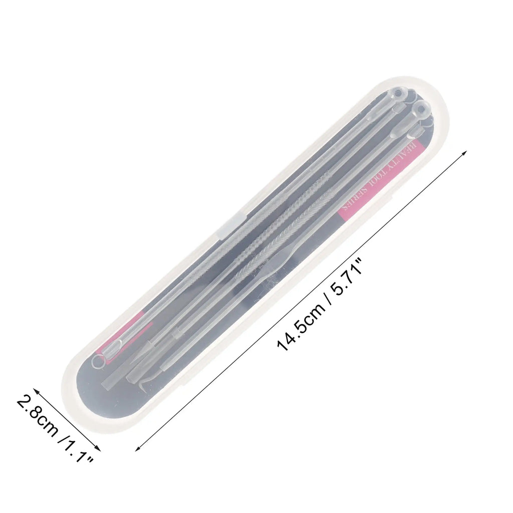 Professional Durable Pimple Extractor Tool Kit Silver Tone Blackhead Remover Acne Comedone Extraction Set