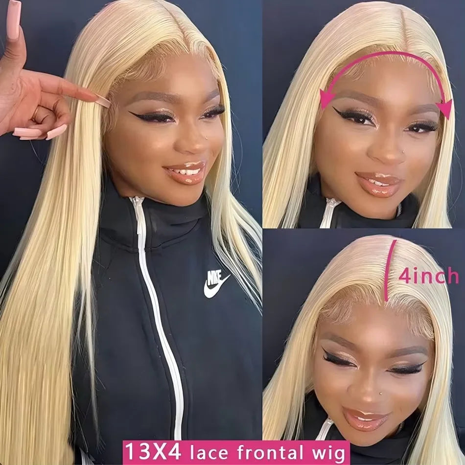 200% Density 30 inch 613 Blonde 13x4 HD Lace Front Human Hair Wigs Preplucked Brazilian Straight Glueless Lace Fontal Wigs Women