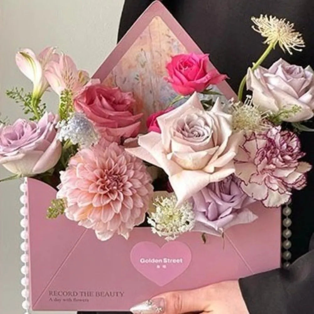 5 Pieces Romantic Flower Gift Box Portable Paper Floral Arrangement Box Folding DIY Gift Gift Wrapping Box Valentine's Day