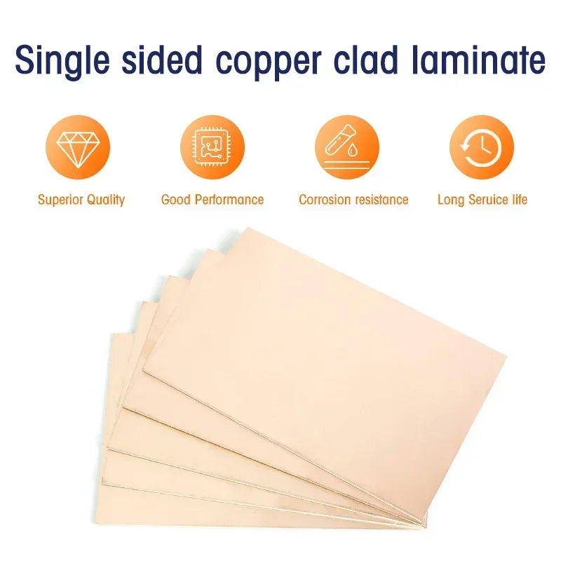 1/5/10Pcs FR4 10x15cm PCB Single Side Copper Clad Plate Laminate Circuit Fiber Material Universal Board for Etching DIY Pcbs Kit