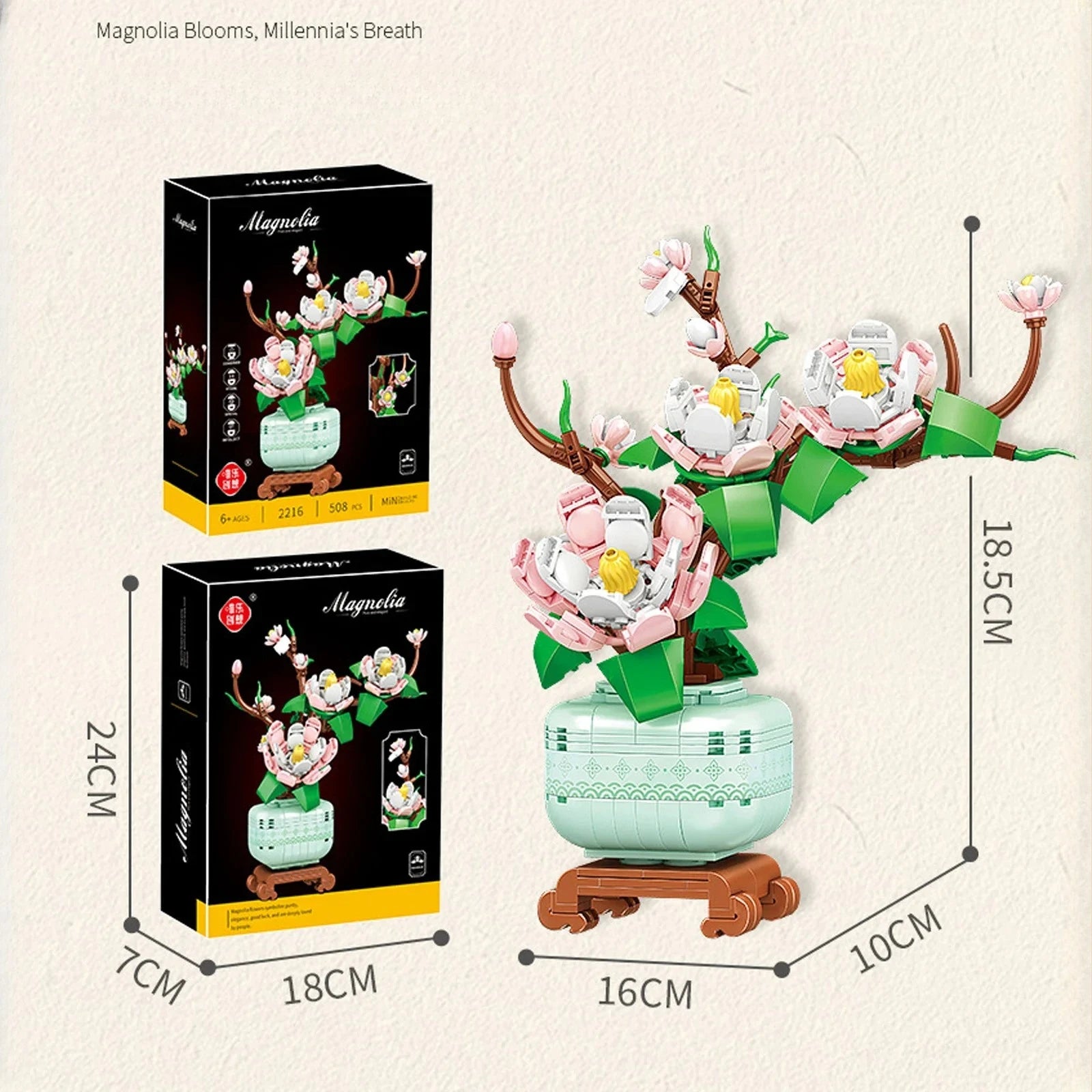 Simulated Persimmon/Flower/Bamboo Model Building Blocks Chinese-style Potted Plant Assembled Room Decoration DIY Mini Bricks Toy
