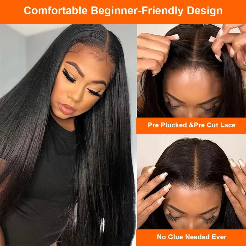 Natural Black Bone Straight Human Hair Front Wig 360 13x6 13x4 7x6 HD Lace Brazilian Human Hair Natural Hairline No Shed No Tangle For Women Daily Work Party Wear 38 40 Inch