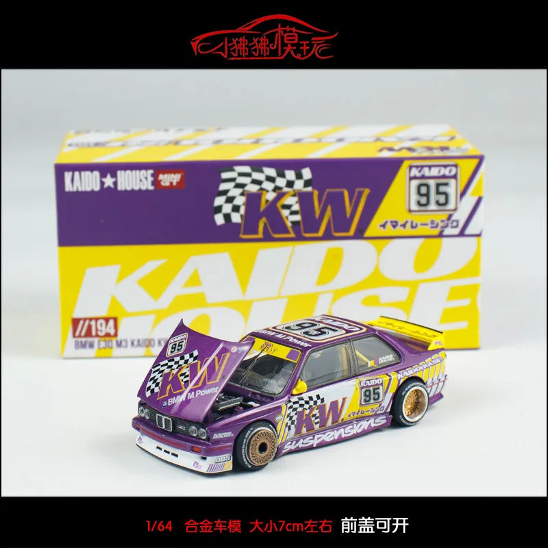 MINI GT 1:64 KAIDO 1:64 House BMW M3 E30 Works EF Car Model R33 R34 Alloy Car Model,  Adult Collectibles,Male Toys.