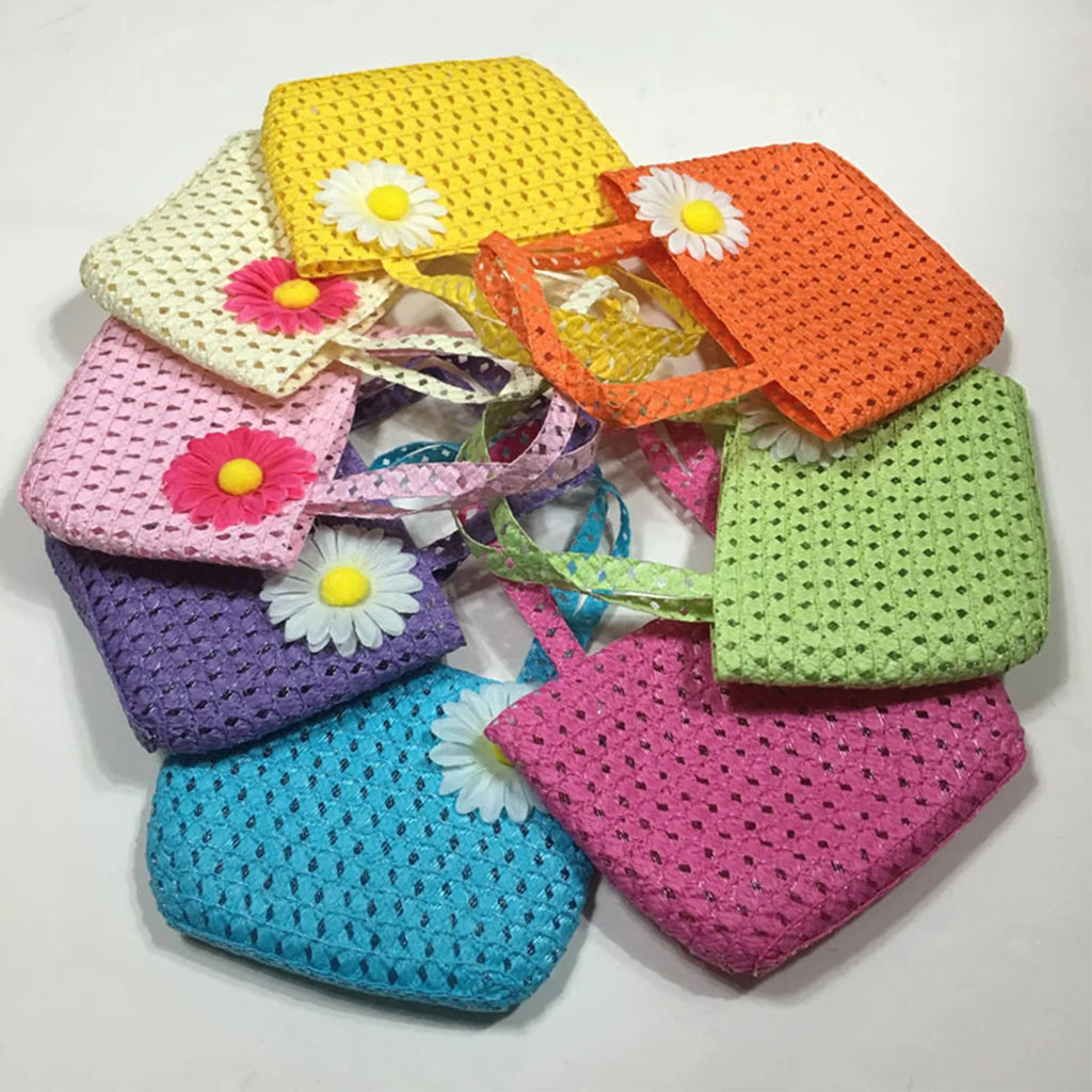 Fashionable Girl's Straw Hat Kids Sun-Protective Princess Hat Children Summer Sunscreen Hat With Portable Storage Bag