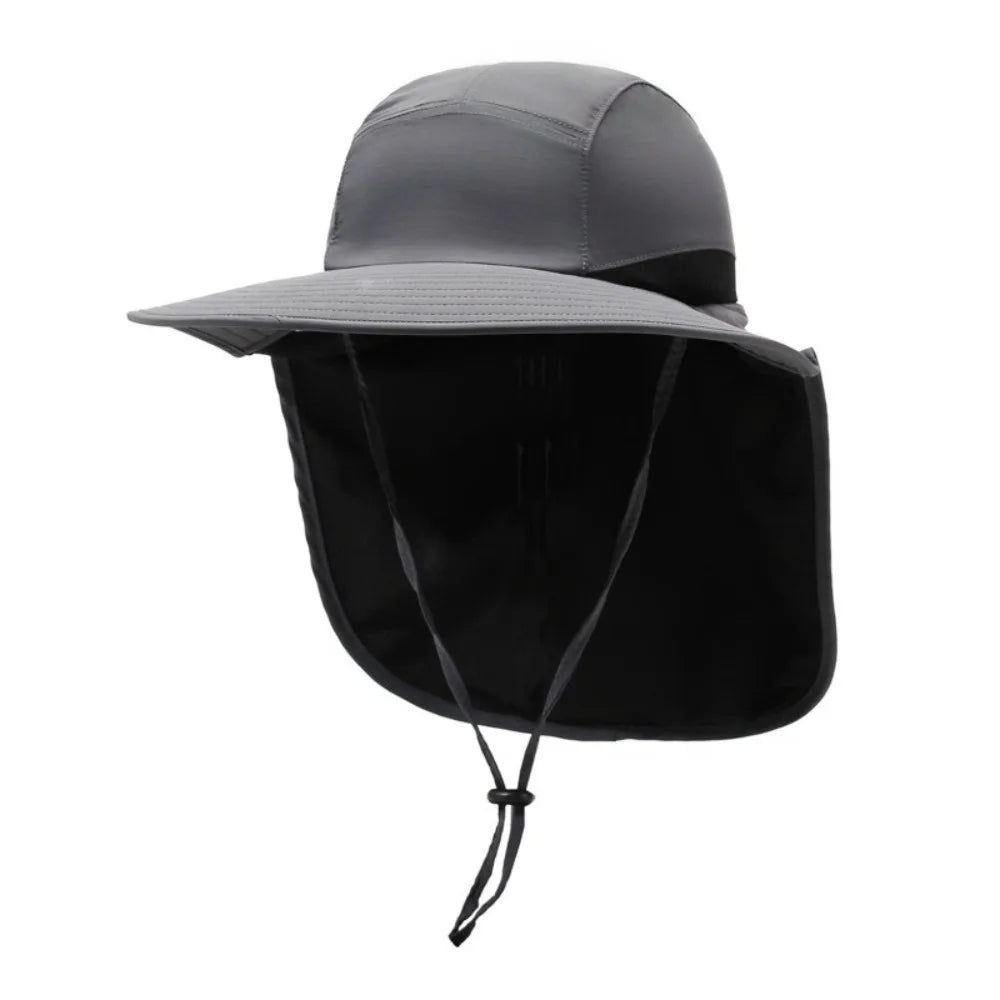 Fashion Wide Brim Outdoor Sun Hat Adjustable UV Protection Fisherman Cap with Neck Flap Quick-drying Bucket Cap Women
