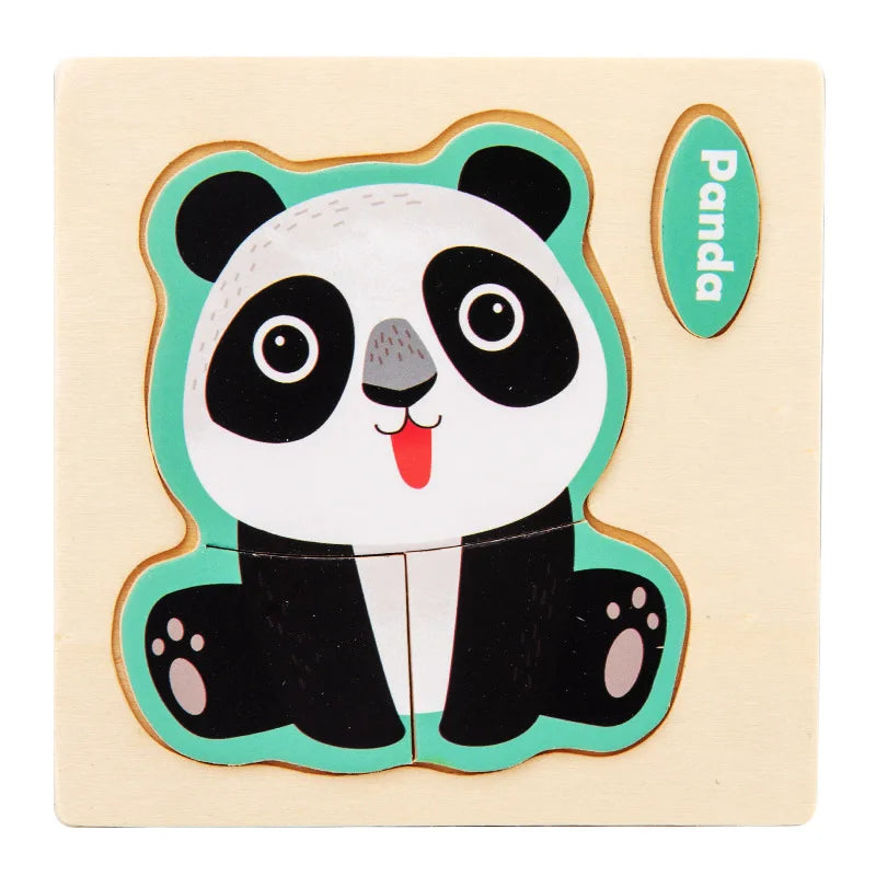Wooden Toy 3D Jigsaw Puzzle Small Size Cartoon Animal Puzzle Board Kids Early Learning Educational Toys for Children Gifts