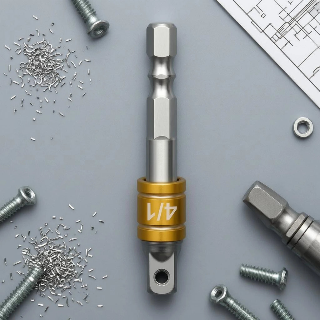 Hex Shank Adapter Bit Electroplated Hex to Square Adapter Socket Converter Forged Metal Power Tool Part Compact