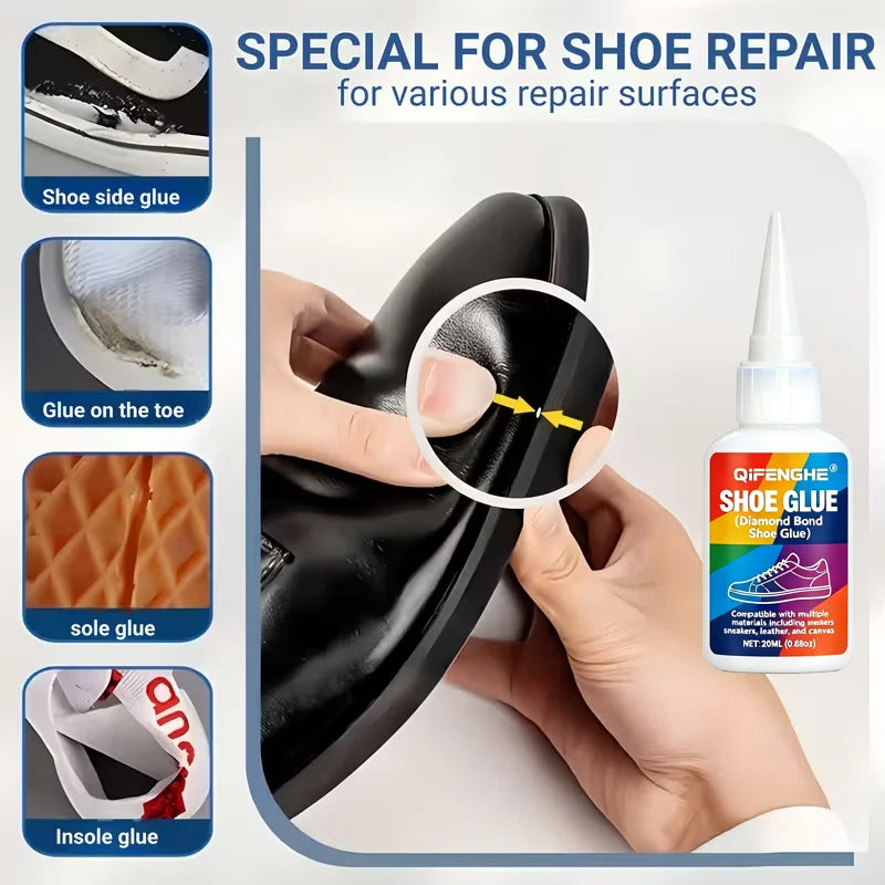 Multi-Purpose Shoe Repair Adhesive, Waterproof Strong Glue for Soles, Leather, Rubber & Canvas,  Cracks on All Footwear
