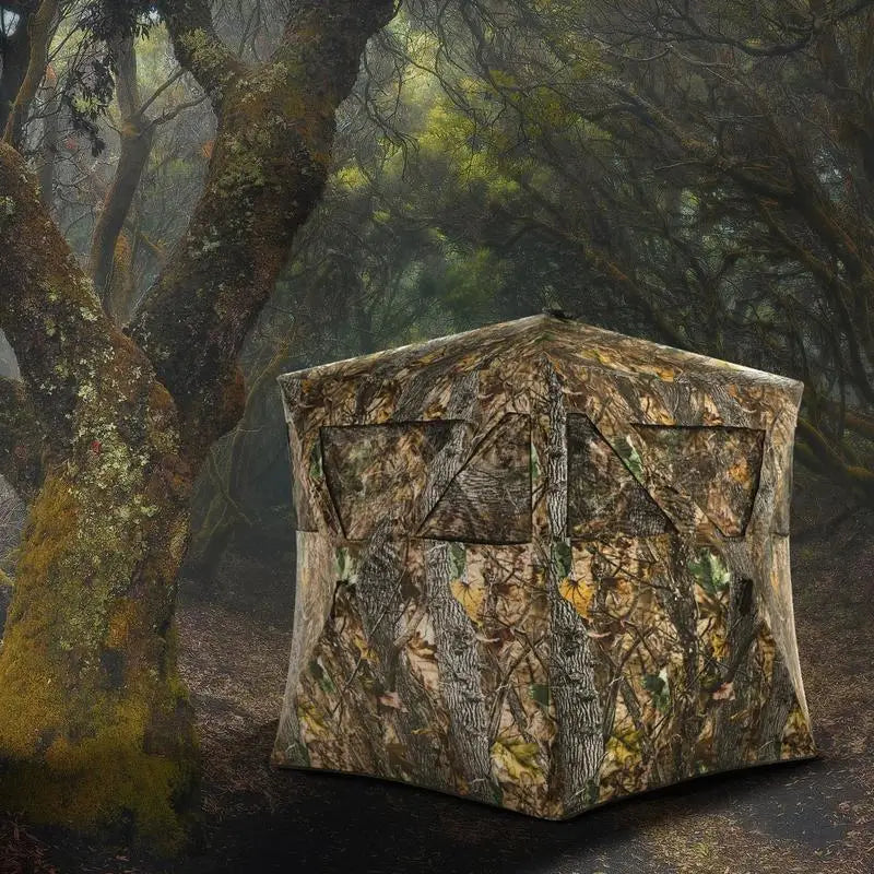 Portable Hunting Blind with Ground Stakes and Tie-Downs for Deer and Antelope, Outdoor Concealment Shelter for Field Hunting