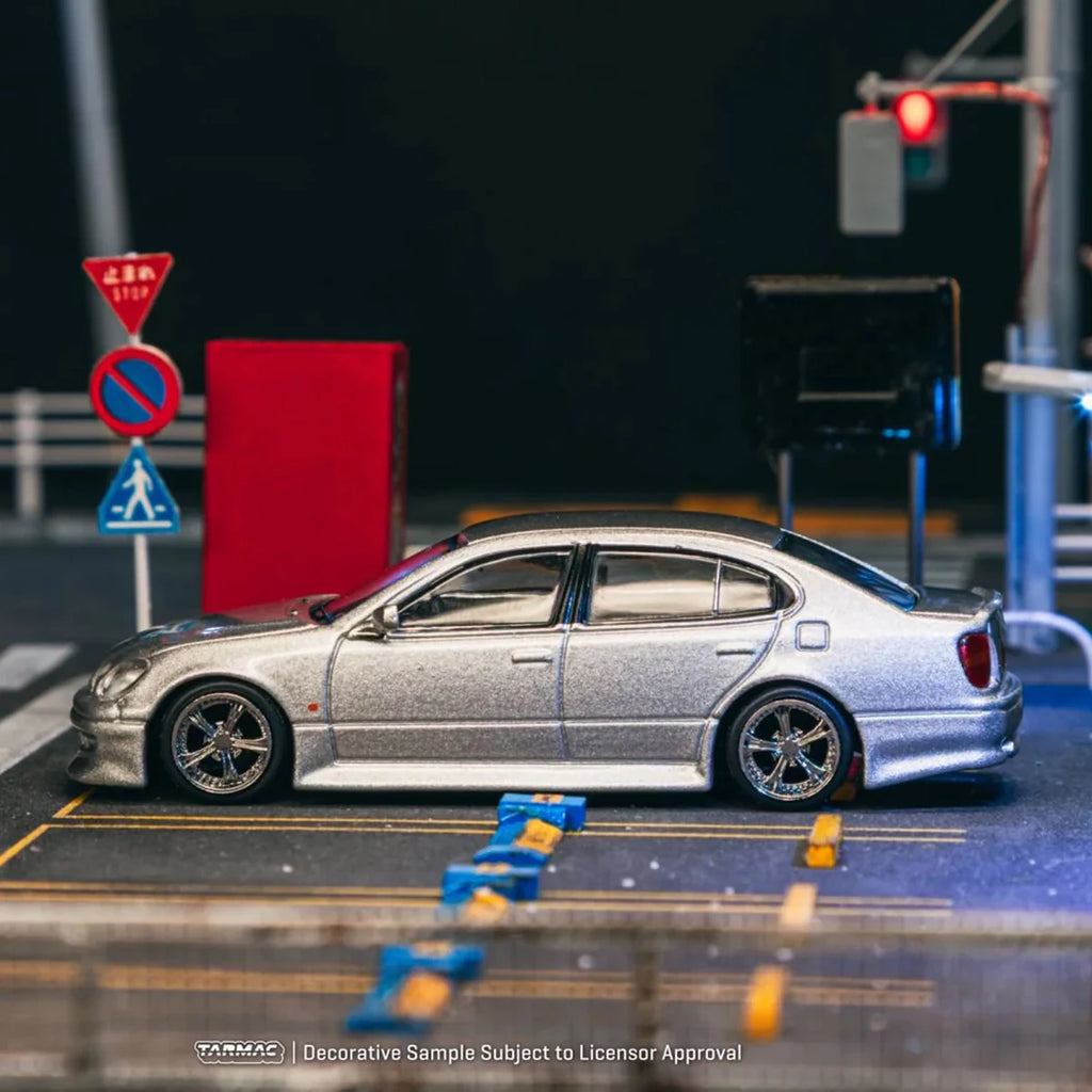 Tarmac Works 1:64 VERTEX Toyota Aristo JZS161 Silver Diecast Car Model In Stock Ready To Ship