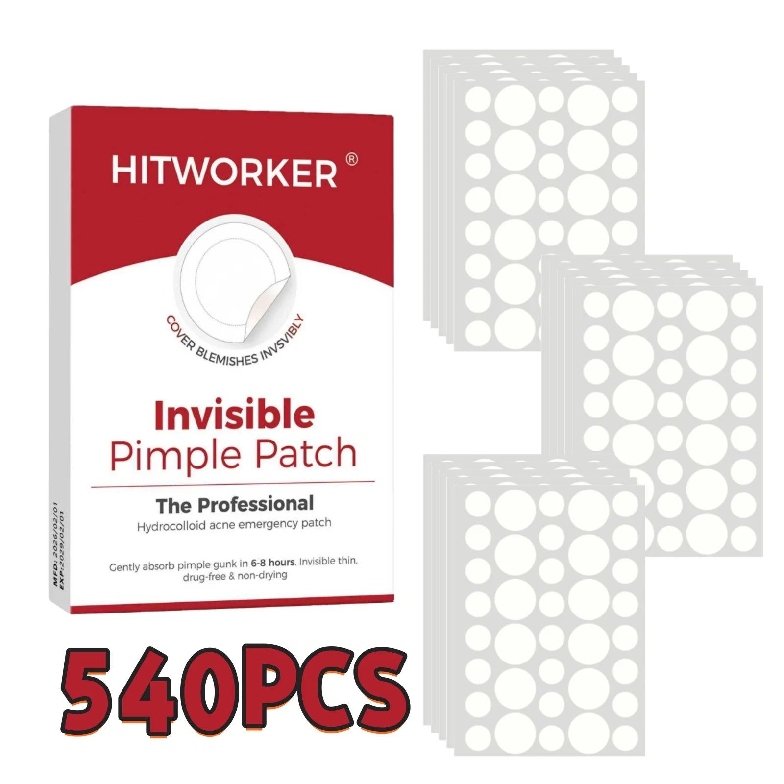 360/540/720PCS Day & Night Acne Patches for Face, Covers Zits & Blemishes, Safe & Gentle, Lightweight & Comfortable
