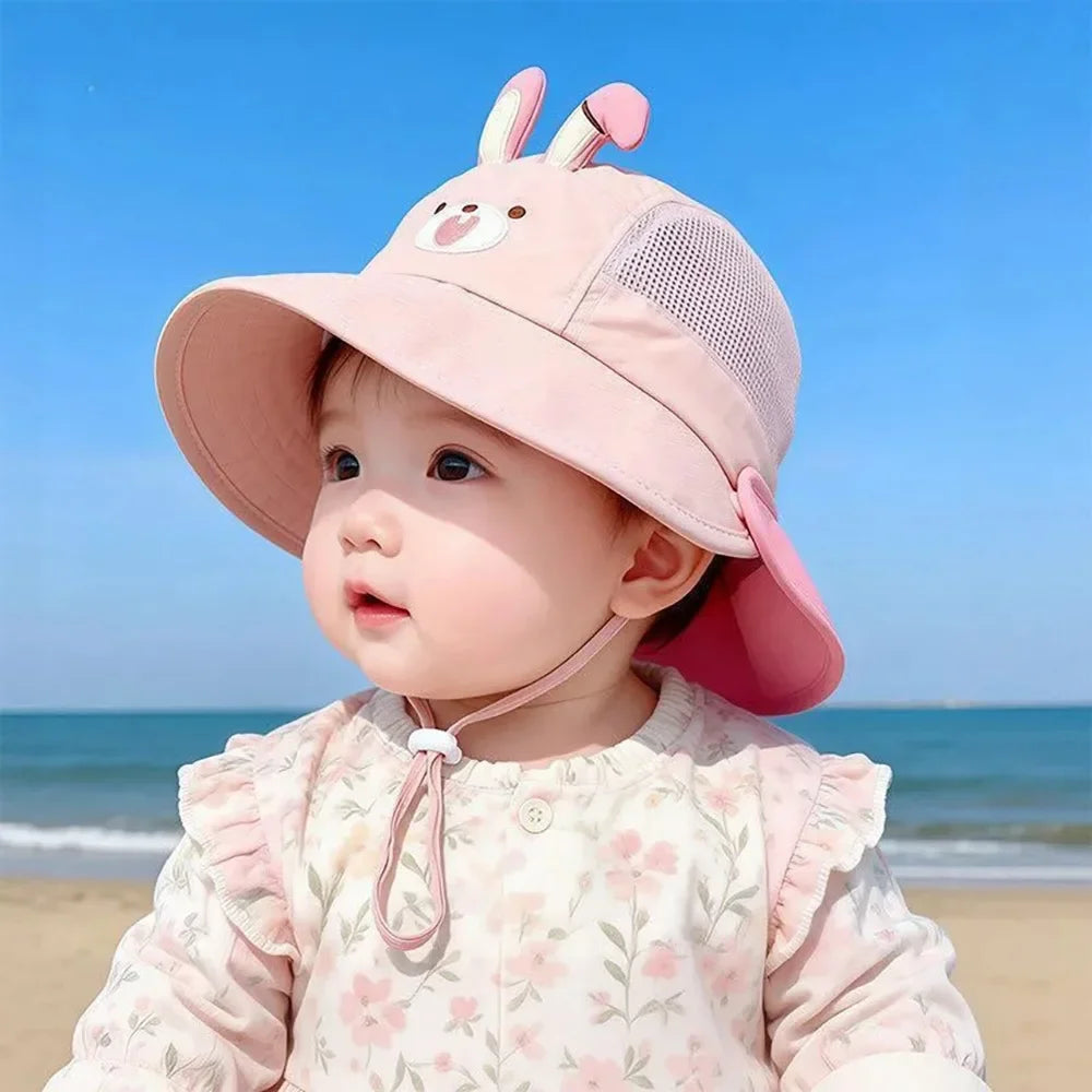 Cute Cartoon Baby Fisherman Hat Summer Mesh Breathable Bucket Hats for Toddler Kids Outdoor Casual Panama Basin Cap