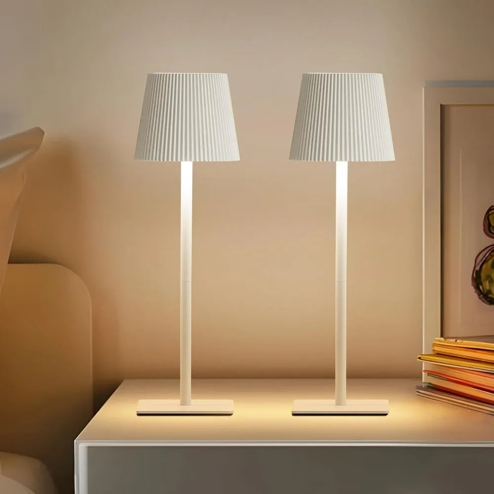 2 Pack Cordless Table Lamp 6000mAh Battery, Adjustable Heights, Waterproof, Touch Control & 3 Color Dimming