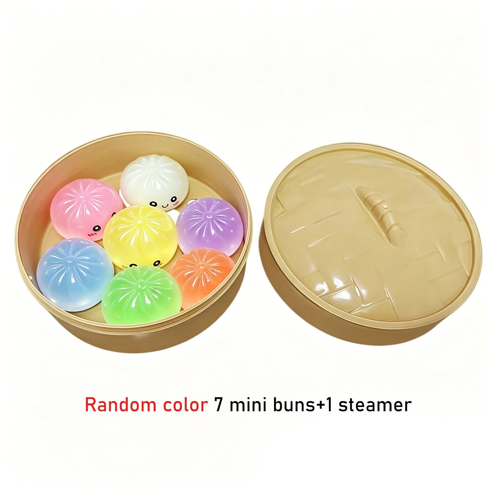 7PC Mini Dumplings with Steamer un Squeezable Toys Set Fidget Sensory Squeeze Ball Simulation Food Bun Kawaii Cute Soft Gift