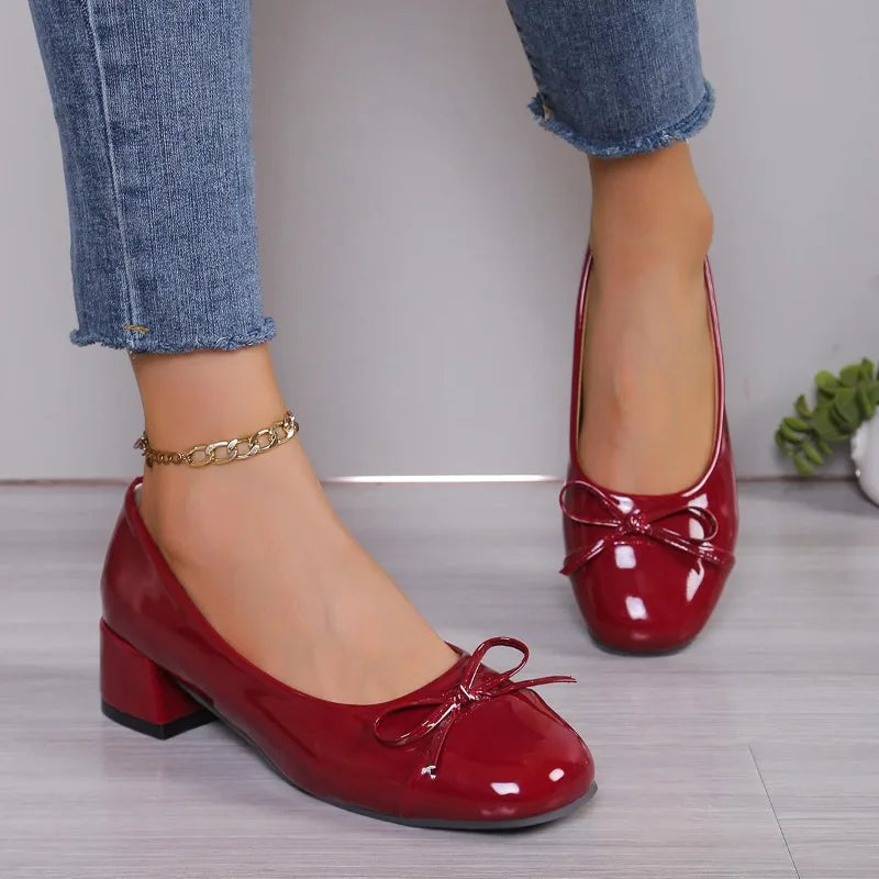2026 Shoes Women Pumps Platform Heels Women Round Toe Bow-knot Sweet Ballet Shoes Office Woman Mary Jane Shoes Zapatos De Mujer
