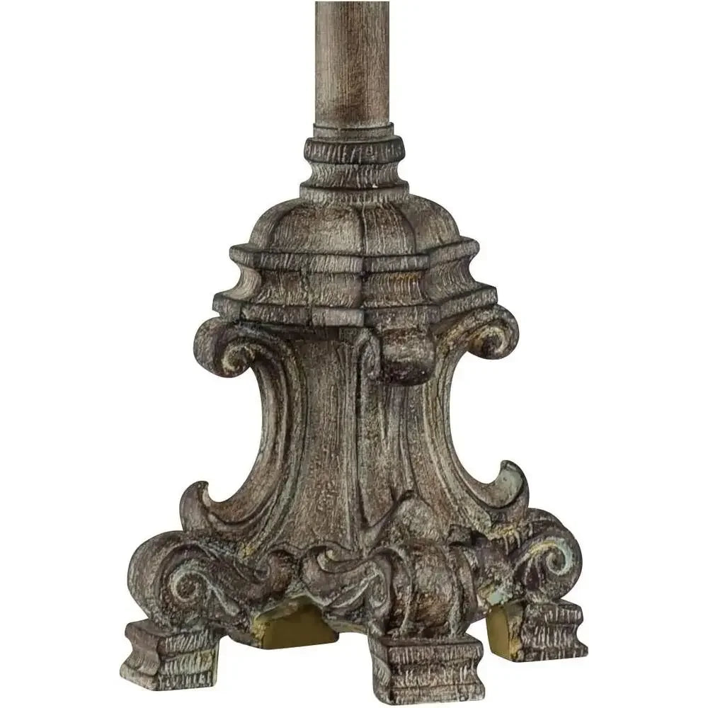 Traditional French Country Style Tall Skinny Table Lamp with Beige Cylinder Shade for Living Room, Home Entryway, and Dining Are