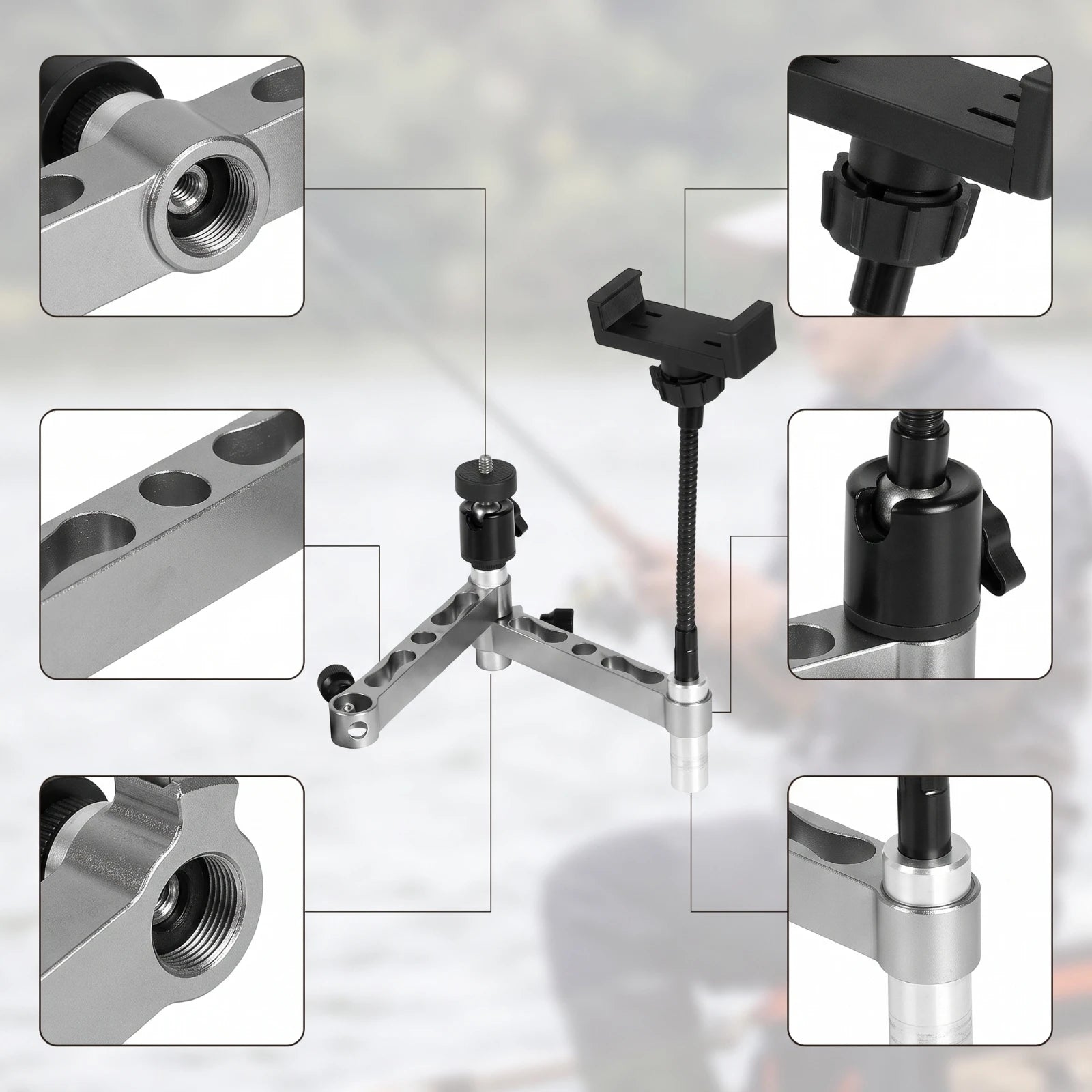 Corner Bridge Bracket Adjustable Extension Bracket with Clamp Metal for Anglers