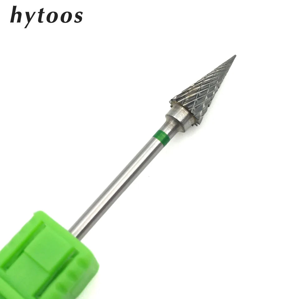 HYTOOS 1PCS Tungsten Carbide Burr Nail Drill Bit 3/32" Bits For Manicure Drill Accessories Milling Cutter Nail Art Tools