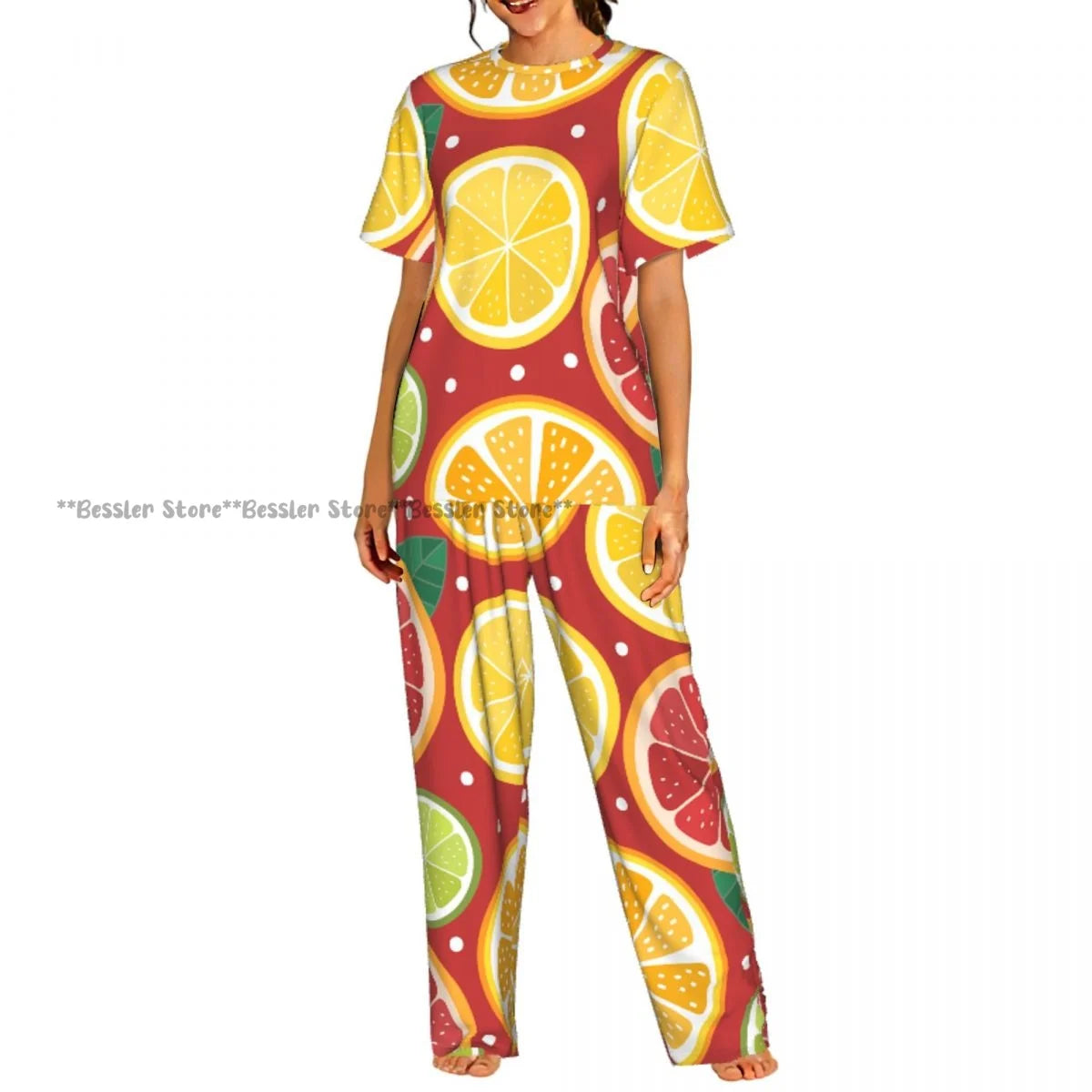 Women's 2-piece set Lobster And Crab With Lemon And Dill Pajamas Short sleeved Top and Pants Sleepwear