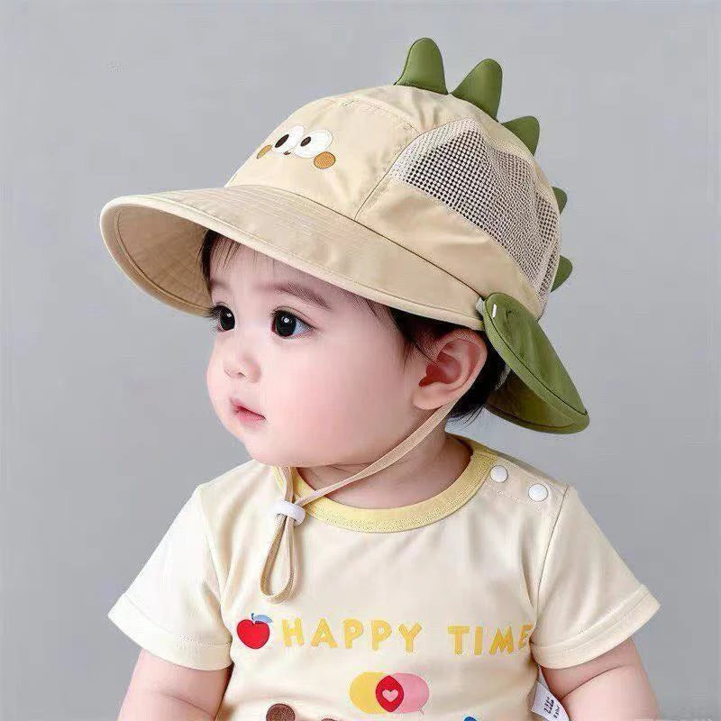 Cartoon Sunshade Baby Beach Hat Cute Bear Rabbit Ears Boys Girls Sun Visor Cap Summer Outdoor Breathable Mesh Panama Hats 2026