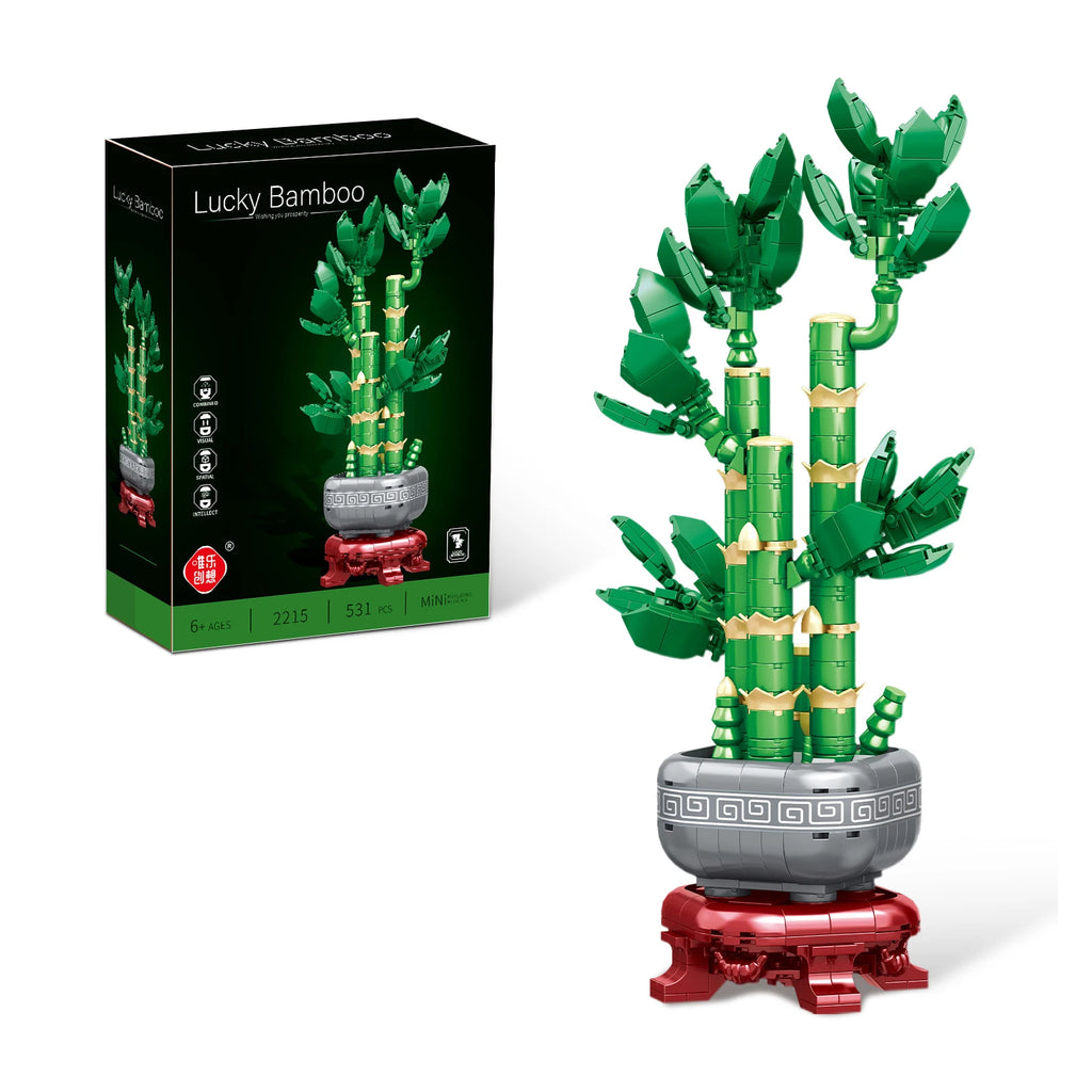 Simulated Persimmon/Flower/Bamboo Model Building Blocks Chinese-style Potted Plant Assembled Room Decoration DIY Mini Bricks Toy