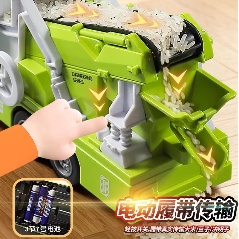 Electric Sand Transport Truck Conveyor Belt Dump Body Simulated Construction Engineering Vehicle Desktop Display Collection Gift