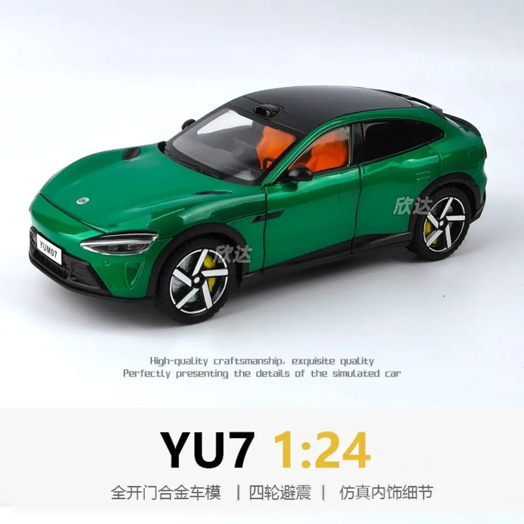 1:24 YU7 Diecast Alloy Electric Car Model with Graffiti Livery Full Open Doors Shock Absorption for Car Collectors Hobby Display
