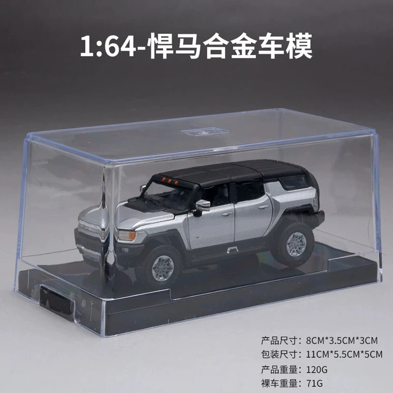 1: 64 simulation Hummer off-road vehicle alloy model office desktop decoration gift car ornament engine hood can be opened