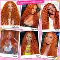 200% Density Ginger Orange Deep Wave Human Hair Wig 13x6 Hd Lace Front Human Hair Wig #350 Colored Wig Human Hair Pre Plucked