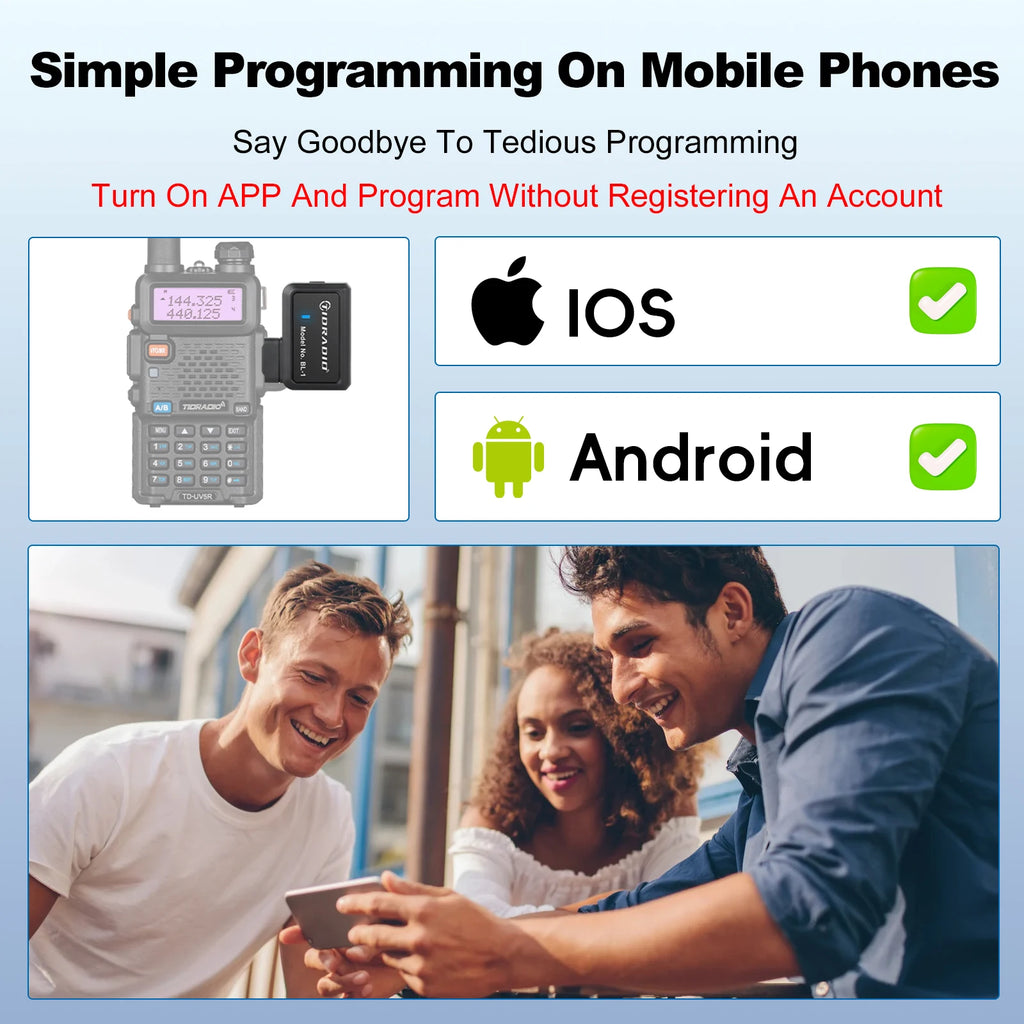 TIDRADIO Wireless Programmer Phone Programming for Walkie Talkie Multiple Model Search Repeaters For Quansheng UVK5 BF UV-5R